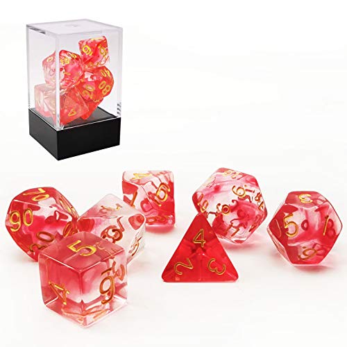 Bescon Crystal Blush 7-pc Poly Dice Set, Bescon Polyhedral RPG Dice Set Crystal Blush von BESCON DICE