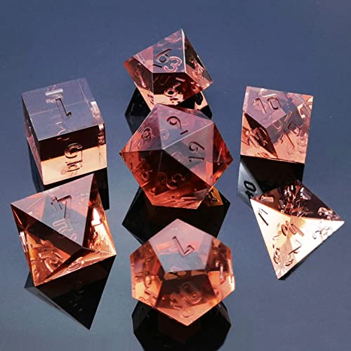 Bescon Crystal Clear (Unpainted) Sharp Edge DND Dice Set of 7, Razor Edged Polyhedral D&D Dice Set for Dungeons and Dragons Role Playing Games, Coffee Color von BESCON DICE