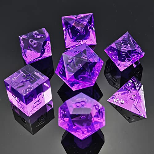 Bescon Crystal Clear (Unpainted) Sharp Edge DND Dice Set of 7, Razor Edged Polyhedral D&D Dice Set for Dungeons and Dragons Role Playing Games, Lavandar Color von BESCON DICE