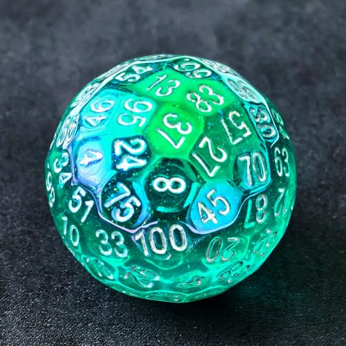 Bescon D100 polyedrische, solide 100-seitige Würfel, 45 mm Durchmesser, schillernd grün von BESCON DICE