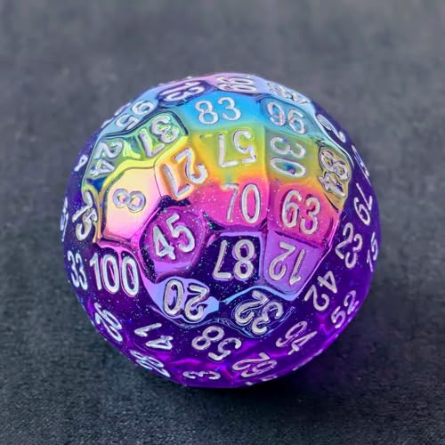 Bescon D100 polyedrische, solide 100-seitige Würfel, 45 mm Durchmesser, schillerndes Violett, Spielwürfel D100 von BESCON DICE