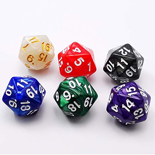 Bescon D20 Spindown Dice 22MM, Assorted Marble Colors 6pcs Set von BESCON DICE