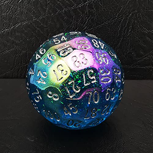 Bescon Dazzling Blue 100 Sided Dice, Polyhedral Solid 100 Sides Dice 45MM in Diameter (1.8inch), Game Dice D100 von BESCON DICE
