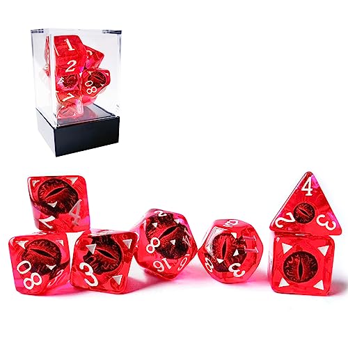 Bescon Drachenauge RPG Würfel Set 7 Stück Drachenauge Polyedrische Würfel Red Eye Set von BESCON DICE