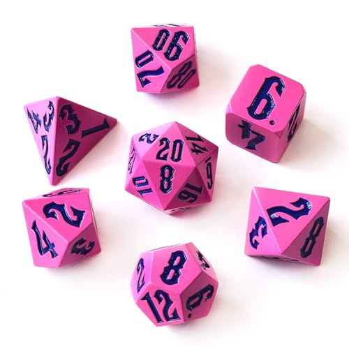 Bescon Fresh New Solid Metal Dice Set Deep Pink with Black Numbers,Metal Miniature Polyhedral dice Set of 7 for Role Playing Games Bescon Fresh New Solid Metal Dice Set Deep Pink with Black Numbers,Metal Miniature Polyhedral dice Set of 7 for Role Playing Games von BESCON DICE
