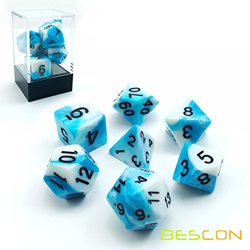Bescon Gemini Zwei Ton Polygonal Würfel ICY Track, Spielwürfel D&D Dice Set of 7 Brick Box, RPG - Rollenspiel Polyedrische Dice 7pcs Set von BESCON DICE