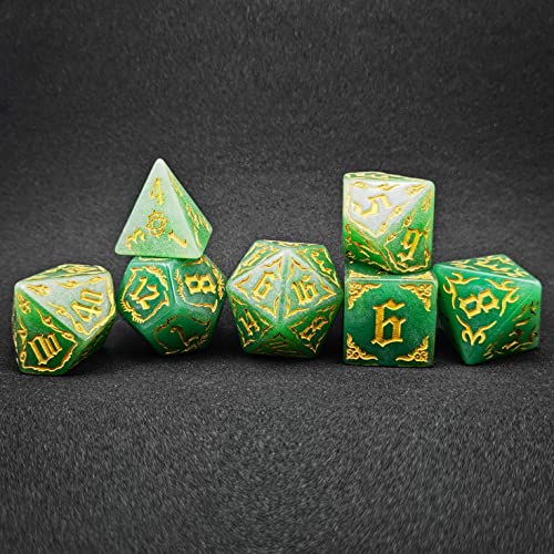 Bescon Giant Fire-Patterned DND Dice Set 1 Inch (25MM) Jade Set, Oversized D&D Dice Set for Dungeons and Dragons Role Playing Games von BESCON DICE