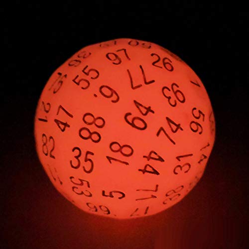 Bescon Glowing Polyhedral 100 Sides Dice Cerise Red, Luminous D100 Dice, 100 Sided Cube, Glow in Dark D100 Game Dice von BESCON DICE