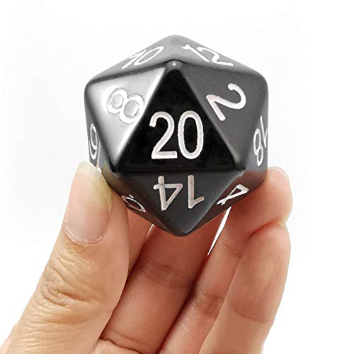 Bescon Jumbo D20 38MM, Big Size 20 Sides Dice Solid Black, Big 20 Faces Cube 1.5 inch von BESCON DICE