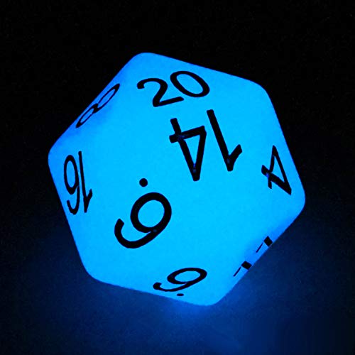Bescon Jumbo Glowing D20 38MM, Big Size 20 Sides Dice Iced Blue Glow In Dark, Big 20 Faces Cube 1.5 inch von BESCON DICE