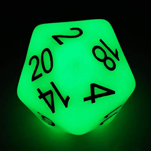 Bescon Jumbo Glowing D20 38MM, Big Size 20 Sides Dice Jade Glow In Dark, Big 20 Faces Cube 1.5 inch von BESCON DICE