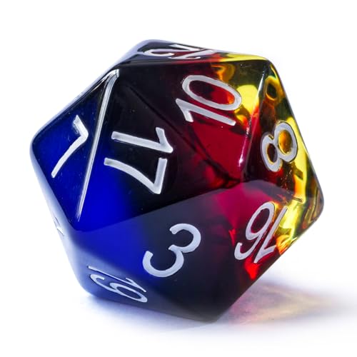 Bescon Jumbo-Würfel mit 20 Seiten, 3,8 cm in buntem mehrschichtigem Design, 38 mm, übergroße D20-Würfel, große Größe, mehrschichtig, satte Farben von BESCON DICE