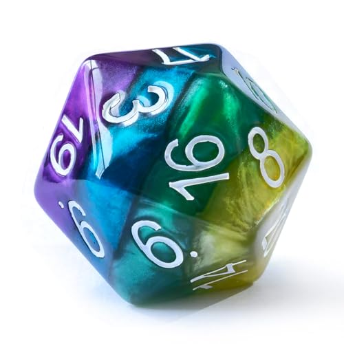 Bescon Jumbo-Würfel mit 20 Seiten, 3,8 cm in buntem mehrschichtigem Design, 38 mm, übergroße D20-Würfel, große Größe, mehrschichtig, satte Farben von BESCON DICE
