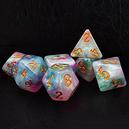Bescon Magical Stone Dice Set Series, 7pcs Polyhedral RPG Dice Set Fairy Spirit, Polybag Packing von BESCON DICE