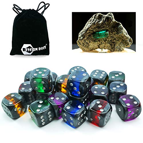 Bescon Mineral Rocks GEM Vines 6 Sides 16MM Dice Set 20 Pack, 5/8" D6 Mineral Rock Dice Set in Assorted Colors von BESCON DICE