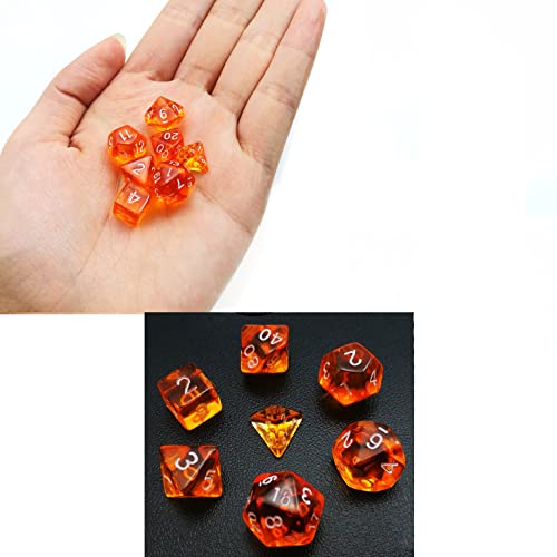 Bescon Mini Durchsichtig Polygonal Würfel Set 10mm- Small Transparente Mini Spielwürfel D&D Dice Set of 7, Kleine RPG - Rollenspiel Polyedrische Dice Set D4-D20 in Tube, Transparente Orange Bescon Mini Durchsichtig Polygonal Würfel Set 10mm- Small Transparente Mini Spielwürfel D&D Dice Set of 7, Kleine RPG - Rollenspiel Polyedrische Dice Set D4-D20 in Tube, Transparente Orange von BESCON DICE