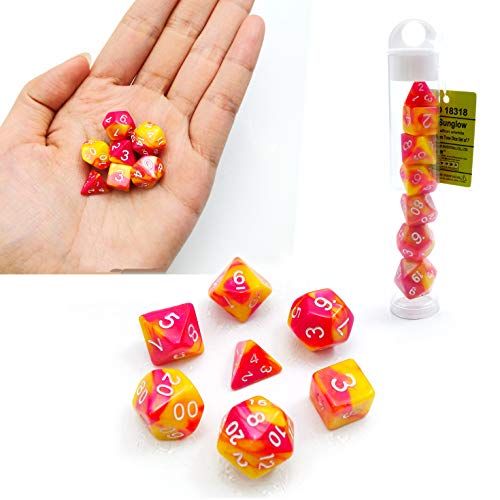 Bescon Mini Gemini Dice Set, Kleine Polygonal Würfel Set 10mm- Einzigartige Two Tone Farben Mini Spielwürfel D&D Dice Set of 7, Mini RPG - Rollenspiel Polyedrische Dice Set in Tube, Color of Sunglow Bescon Mini Gemini Dice Set, Kleine Polygonal Würfel Set 10mm- Einzigartige Two Tone Farben Mini Spielwürfel D&D Dice Set of 7, Mini RPG - Rollenspiel Polyedrische Dice Set in Tube, Color of Sunglow von BESCON DICE