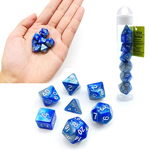 Bescon Mini Gemini Dice Set, Kleine Polygonal Würfel Set 10mm- Einzigartige Two Tone Farben Mini Spielwürfel D&D Dice Set of 7, Mini RPG - Rollenspiel Polyedrische Dice Set in Tube, Color of Steelblue Bescon Mini Gemini Dice Set, Kleine Polygonal Würfel Set 10mm- Einzigartige Two Tone Farben Mini Spielwürfel D&D Dice Set of 7, Mini RPG - Rollenspiel Polyedrische Dice Set in Tube, Color of Steelblue von BESCON DICE