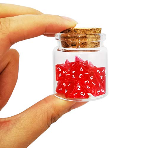 Bescon Mini Transparent Red D4 Dice 30pcs Healing Potion Bottle, 30pcs Roleplaying Mini Red Gem D4 Dice Healing Potion Pack in Glass Jar von BESCON DICE