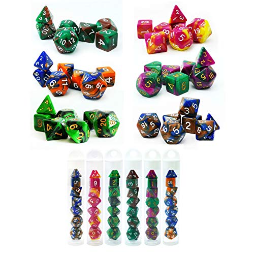 Bescon Mini Two Tone Polyhedral RPG Dice Set 10MM, Small Dice Set D4-D20 in Tube, 6 New Assorted Colored of 42 von BESCON DICE