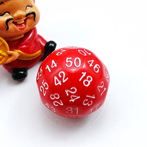 Bescon Polygonal Polyedrische Würfel 50 Seiten Würfel, D50 Sterben, 50 Seitige Würfel, W50 Spiel Würfeln, 50 - Seitige Würfel Der Rot Farbe von BESCON DICE