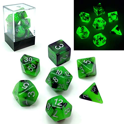 Bescon Polygonal Würfel Spielwürfel Gemini Two-Tone Leuchten D&D Dice Set Spooky Rocks, Helle RPG - Rollenspiel Polyedrische Dice 7pcs Set d4 d6 d8 d10 d12 d20 d%, Brick Box Packaging von BESCON DICE