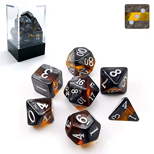 Bescon Polygonal Würfel Spielwürfel Mineralische Steine GEM Vines D&D Dice Set of 7, RPG - Rollenspiel Polyedrische Dice 7pcs Set of Amber von BESCON DICE