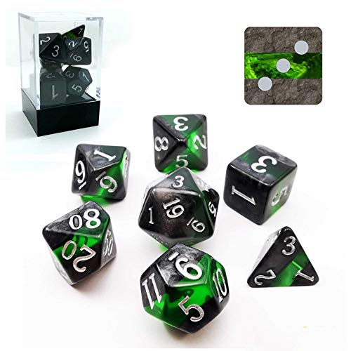 Bescon Polygonal Würfel Spielwürfel Mineralische Steine GEM Vines D&D Dice Set of 7, RPG - Rollenspiel Polyedrische Dice 7pcs Set of Emerald von BESCON DICE