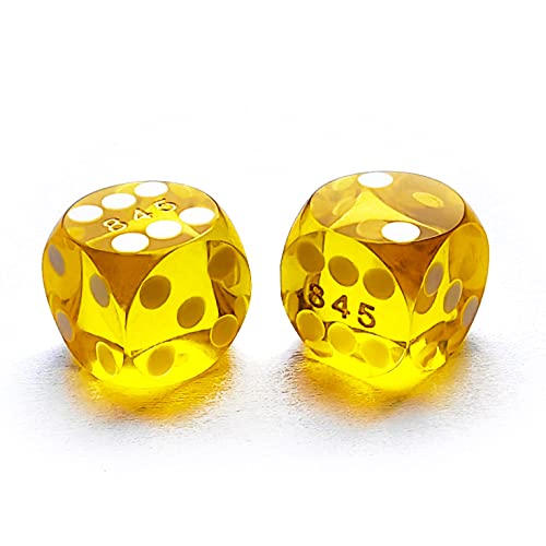 Bescon Professional Precision Dice Round Corner 9/16" (14.3mm) with Random Serial Number, Precision Cut Dice 14.3MM Gem Yellow, 2pcs Set von BESCON DICE