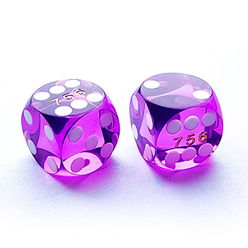 Bescon Professional Precision Dice Round Corner 9/16" (14.3mm) with Random Serial Number, Precision Cut Dice 14.3MM Gem Purple, 2pcs Set von BESCON DICE