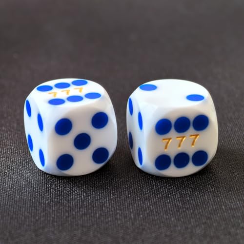 Bescon Professionelle Präzisionswürfel, runde Ecken, 14,3 mm, mit bunten Punkten, farbige Punkte, Präzisions-Backgammon-Würfel, 14,3 mm, weiße Würfel mit blauen Punkten Bescon Professionelle Präzisionswürfel, runde Ecken, 14,3 mm, mit bunten Punkten, farbige Punkte, Präzisions-Backgammon-Würfel, 14,3 mm, weiße Würfel mit blauen Punkten von BESCON DICE