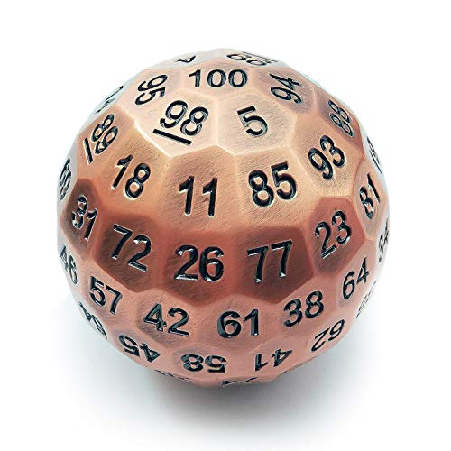 Bescon Solid Metal 100 Sided Dice, Game Dice D100, Giant Polyhedral Metal 100 Sides Dice 50MM in Diameter (1.97in), Ancient Copper von BESCON DICE