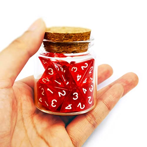 Bescon Standard Sized Transparent Red D4 Dice 20pcs Healing Potion Bottle, 20pcs D4 Health Potion Dungeons and Dragons Accessory von BESCON DICE