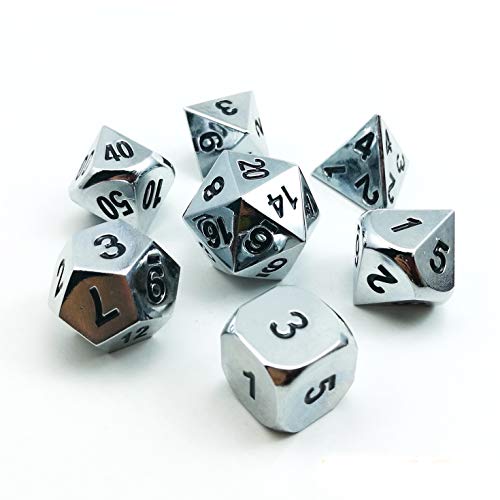Bescon Super - Glänzendes Gloss Silber Solide Metall Polygonal Würfel Spielwürfel Würfeln für DND Dungeons und Dragons, Chrome Metallic RPG Bescon Super - Glänzendes Gloss Silber Solide Metall Polygonal Würfel Spielwürfel Würfeln für DND Dungeons und Dragons, Chrome Metallic RPG von BESCON DICE