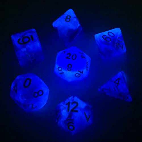 Bescon Super Glow in The Dark Glitter Polyhedral Dice Set DEEP Space, Luminous RPG Dice Set,Glowing Novelty DND Game Dice Set, Novelty DND Game Dice d4 d6 d8 d10 d12 d20 d% in Brick Box von BESCON DICE