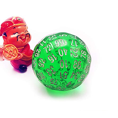 Bescon Translucent Green Polyhedral Dice 100 Sides, D100 dice, 100 Sided Cube, Transparent D100 Game Dice von BESCON DICE