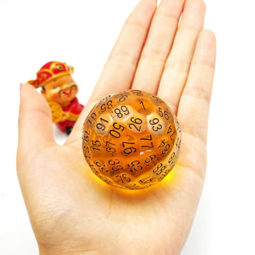 Bescon Translucent Polyhedral Dice 100 Sides Dice, Transparent D100 die, 100 Sided Cube, D100 Game Dice,100-Sided Cube of Amber von BESCON DICE