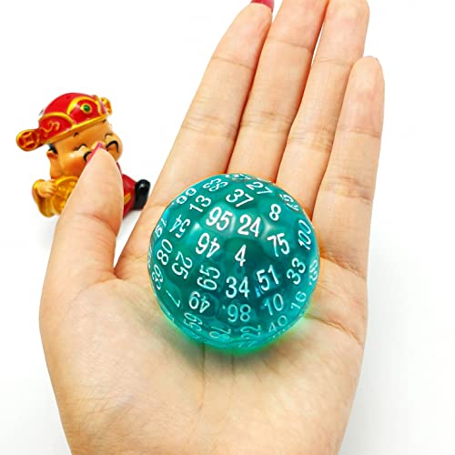 Bescon Translucent Polyhedral Dice 100 Sides Dice, Transparent D100 die, 100 Sided Cube, D100 Game Dice,100-Sided Cube of Teal Bescon Translucent Polyhedral Dice 100 Sides Dice, Transparent D100 die, 100 Sided Cube, D100 Game Dice,100-Sided Cube of Teal von BESCON DICE
