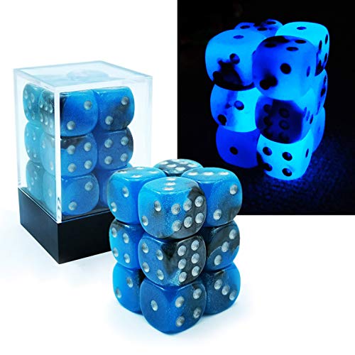 Bescon Two Tone Glowing Dice D6 16mm 12pcs Set Blue Dawn, 16mm Six Sided Die (12) Block of Glowing Dice von BESCON DICE