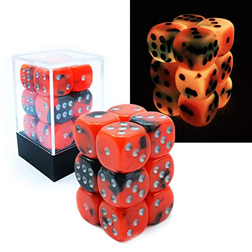 Bescon Two Tone Glowing Dice D6 16mm 12pcs Set HOT Rocks, 16mm Six Sided Die (12) Block of Glowing Dice von BESCON DICE