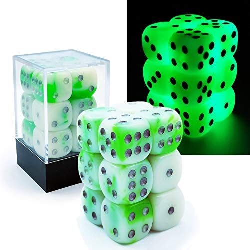 Bescon Two Tone Glowing Dice D6 16mm 12pcs Set Luminous Jade, 16mm Six Sided Die (12) Block of Glowing Dice von BESCON DICE