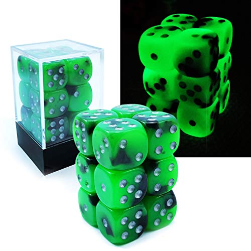 Bescon Two Tone Glowing Dice D6 16mm 12pcs Set Spooky Rocks, 16mm Six Sided Die (12) Block of Glowing Dice von BESCON DICE