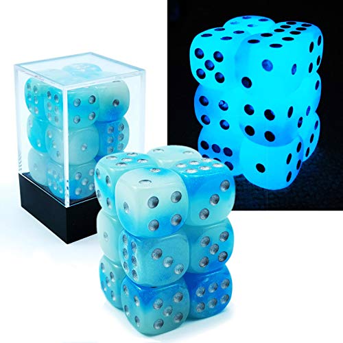 Bescon Two Tone Glowing Dice D6 16mm 12pcs Set of ICY Rocks, 16mm Six Sided Die (12) Block of Glowing Dice von BESCON DICE
