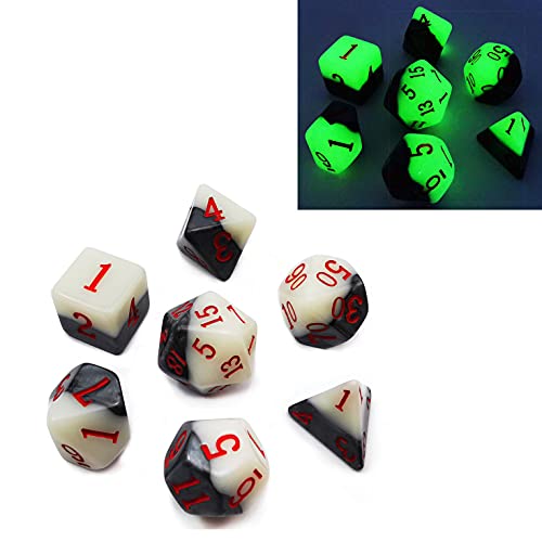 Bescon Two-Tone Glowing Polyhedral Dice 7pcs Set Green Dawn, Luminous RPG Dice Set d4 d6 d8 d10 d12 d20 d%, Brick Box Packaging von BESCON DICE