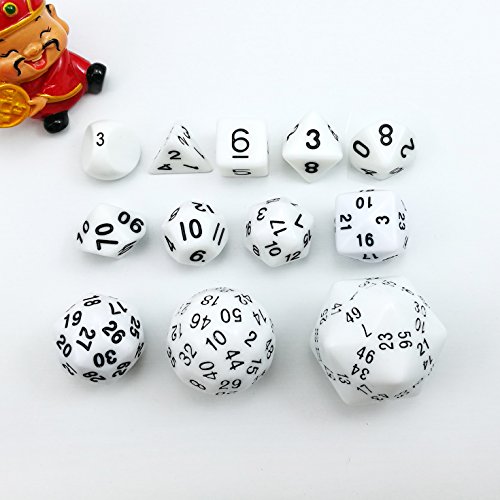 Bescon Vollständige Polygonal Polyedrische Würfel Set 12pcs D3-D60, Dungeons und Dragons Würfel Set D3 D4 D6 D8 D10 D% D12 D20 D24 D30 D50 D60 Weiße Farbe Bescon Vollständige Polygonal Polyedrische Würfel Set 12pcs D3-D60, Dungeons und Dragons Würfel Set D3 D4 D6 D8 D10 D% D12 D20 D24 D30 D50 D60 Weiße Farbe von BESCON DICE