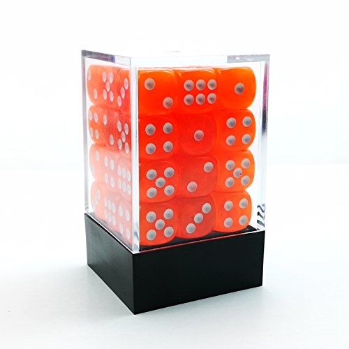 Bescon Würfel w6 12mm 36er Brick Box, 12mm Six Sided Die (36) Block of Dice, Durchsichtige Orange m/Weiße von BESCON DICE