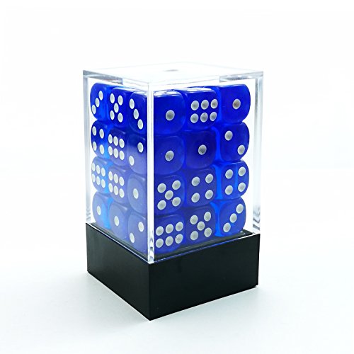 Bescon Würfel w6 12mm 36er Brick Box, 12mm Six Sided Die (36) Block of Dice, Durchsichtige Royal Blau m/weiße von BESCON DICE