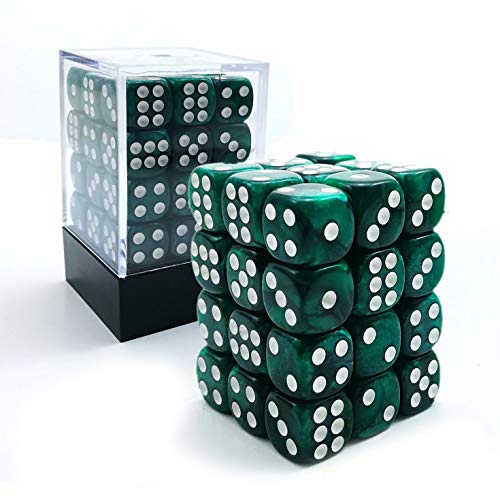 Bescon Würfel w6 12mm 36er Brick Box, 12mm Six Sided Die (36) Block of Dice, Marmor Pearl Green von BESCON DICE