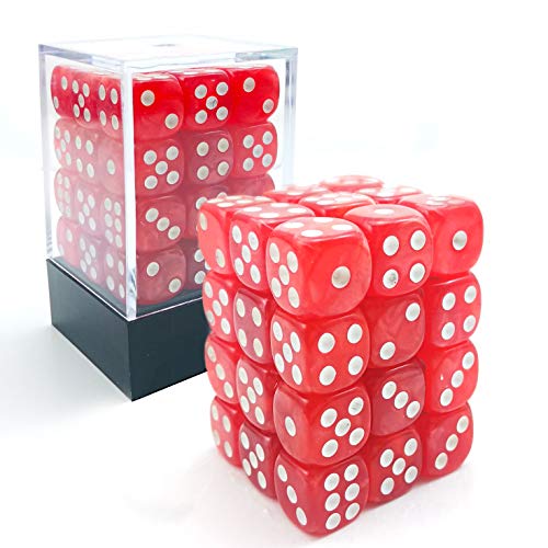Bescon Würfel w6 12mm 36er Brick Box, 12mm Six Sided Die (36) Block of Dice, Marmor Pearl Red von BESCON DICE
