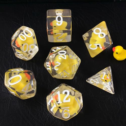 BESCON DICE Übergroße RPG-Würfel-Set mit gelben Enten, 7 Stück, Jumbo-Polyedrisches DND-Spielwürfel-Set von BESCON DICE